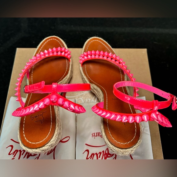 Christian Louboutin MAFALDINA ZEPPA Spiked Platform Wedge Heel Sandal Shoes - Picture 6 of 15